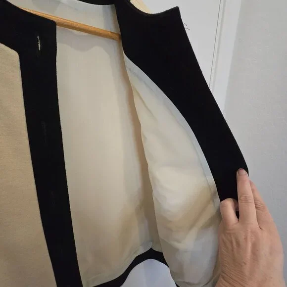Vintage Bleyle Cream & Black Cardigan Sweater 100% Pure Wool Women's - Picture 8 of 13